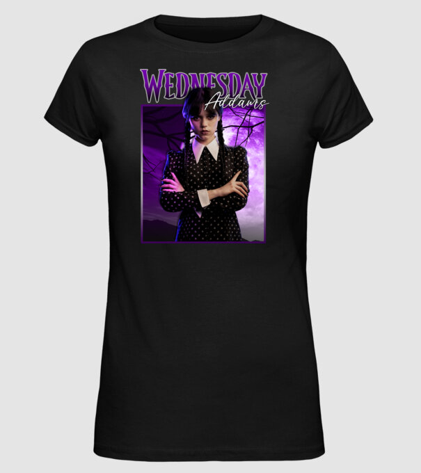Wednesday Addams model negru pe tricou