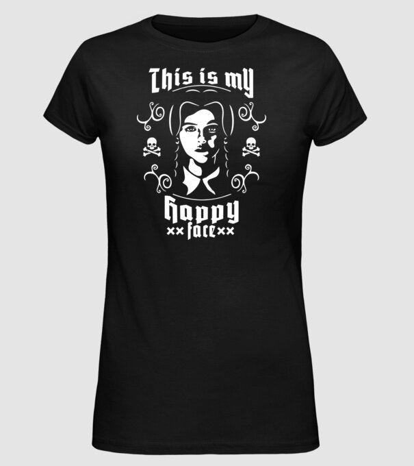 WEDNESDAY This is my happy face model negru pe tricou