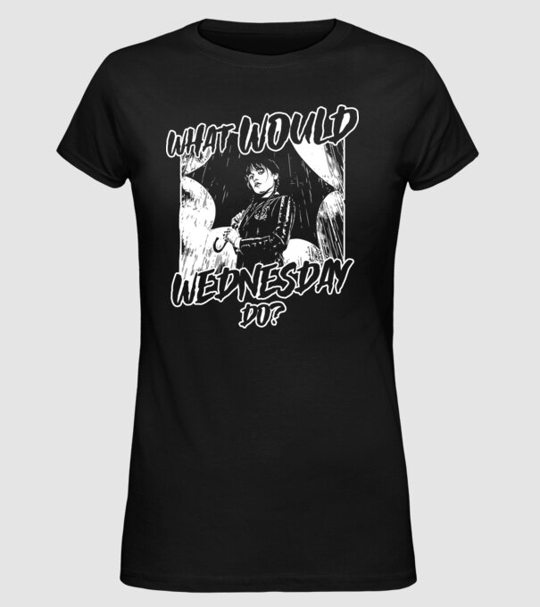 What would Wednesday do model negru pe tricou