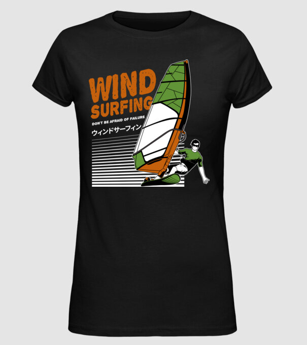 Wind Surf model negru pe tricou