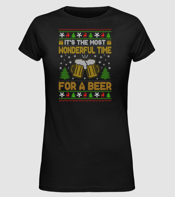 Wonderful time for a beer model negru pe tricou