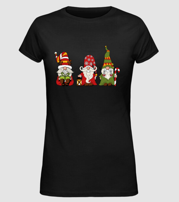 Xmas gnomes 2 model negru pe tricou