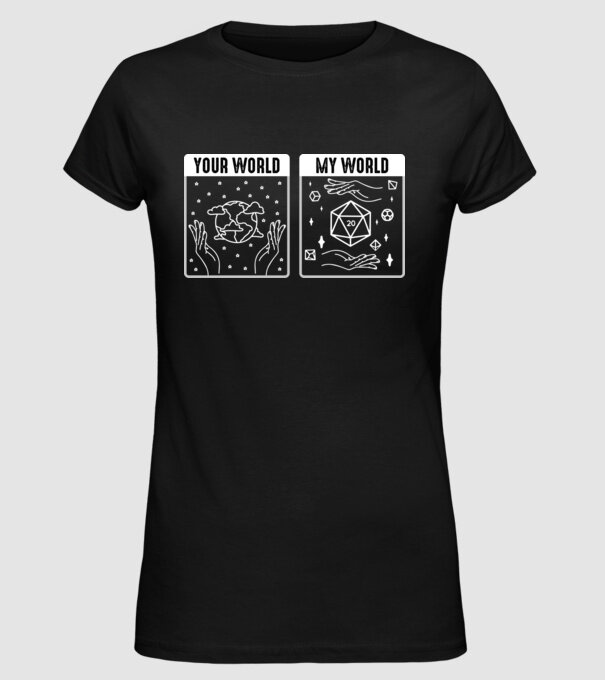 Your World My World model negru pe tricou