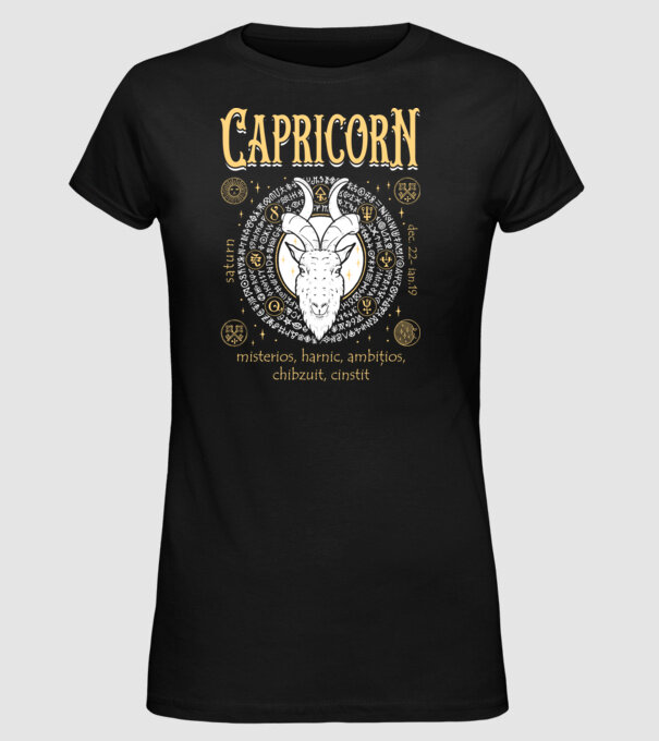 Zodiac bărbat CAPRICORN golden model negru pe tricou