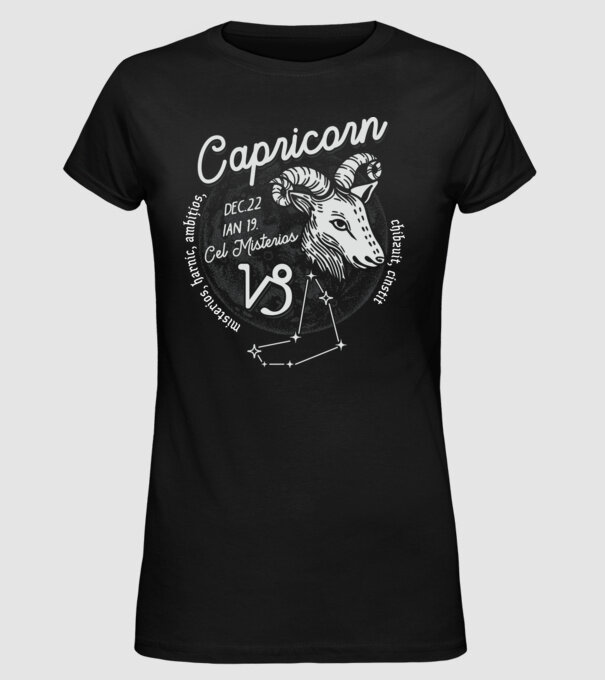 Zodiac bărbat CAPRICORN retro model negru pe tricou