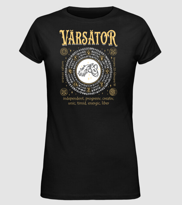 Zodiac bărbat VĂRSĂTOR golden model negru pe tricou