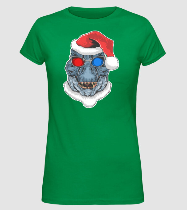 Santasaurus Rex model verde pe tricou