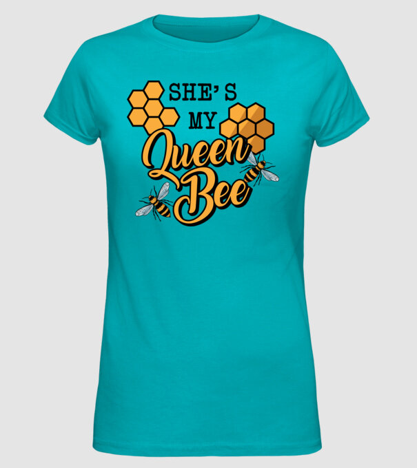 Queen Bee model turcoaz pe tricou