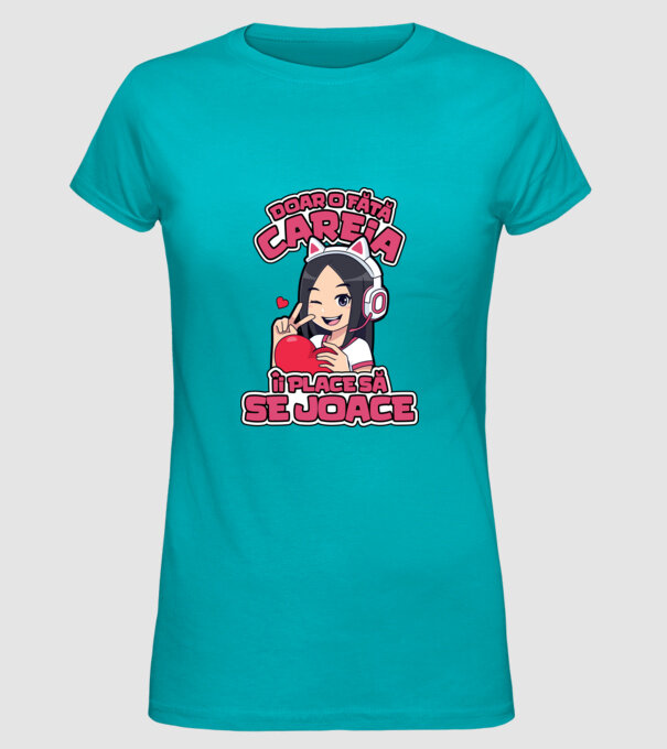 doar o fată căreia îi place să se joace model turcoaz pe tricou