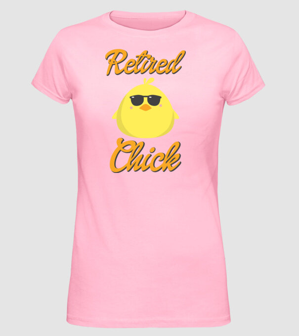 Retired chick model roz deschis pe tricou