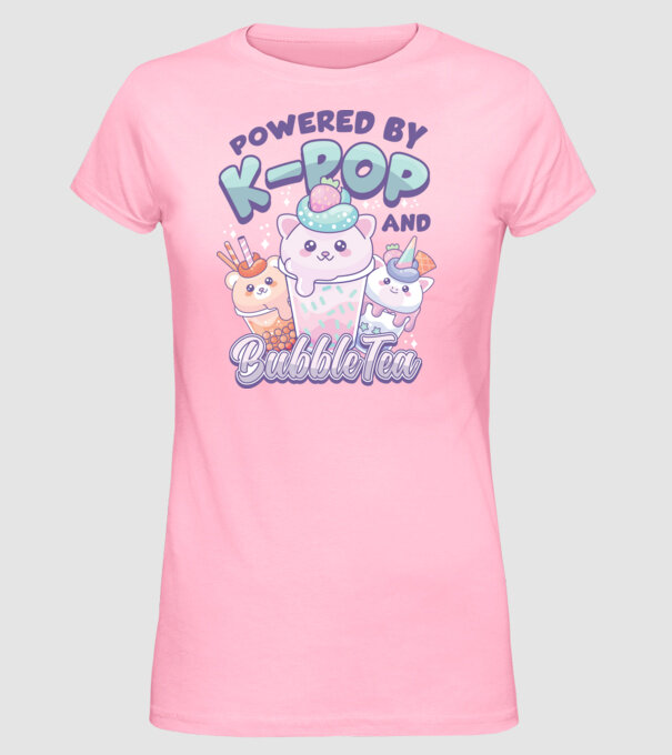 K-POP BUBBLE TEA model roz deschis pe tricou