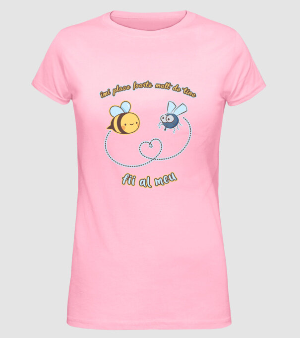 îmi place foarte mult de tine - fii al meu model roz deschis pe tricou