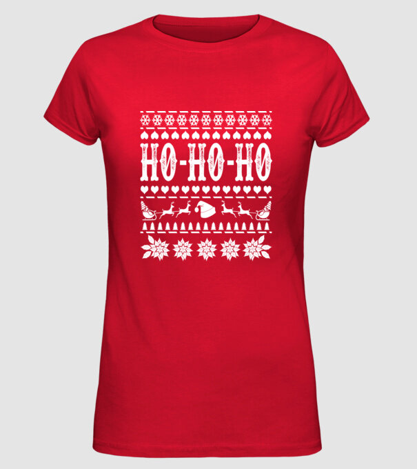 Ugly sweater hohoho model roșu pe tricou
