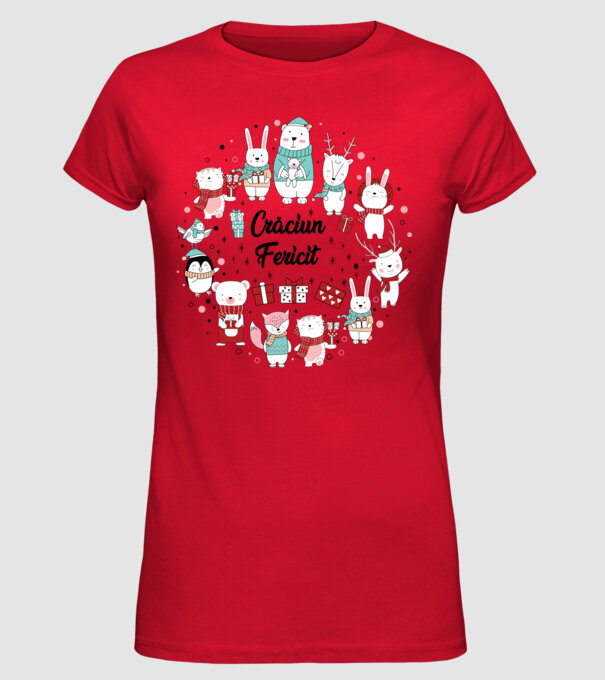 Crăciun Fericit model roșu pe tricou