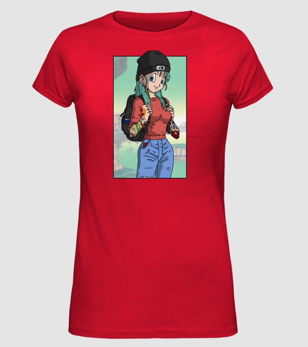 dragon ball bulma model roșu pe tricou