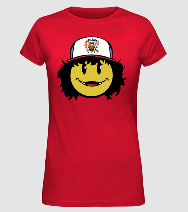 dustinhappyface model roșu pe tricou
