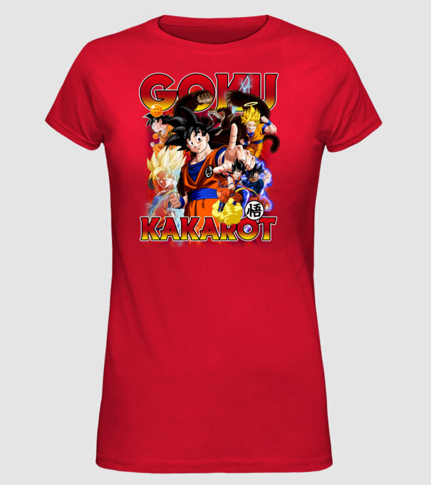 goku dragonball model roșu pe tricou