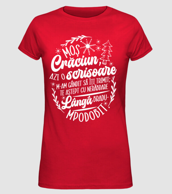 Moş Crăciun model roșu pe tricou