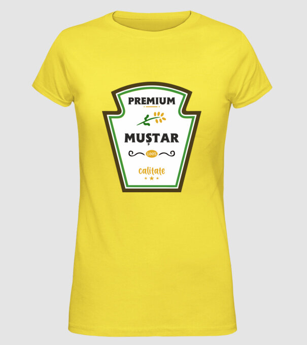 muștar premium - calitate model galben pe tricou
