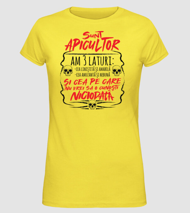 sunt apicultor am 3 laturi model galben pe tricou