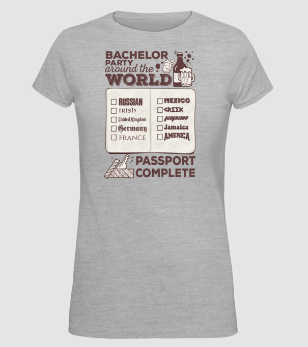 Bachelor Party World tour model gri pe tricou