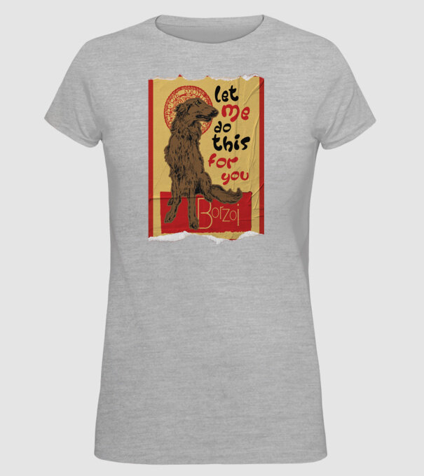 BORZOI retro poster chat noir poster texture model gri pe tricou