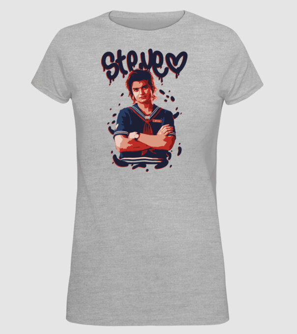 steve stranger things model gri pe tricou