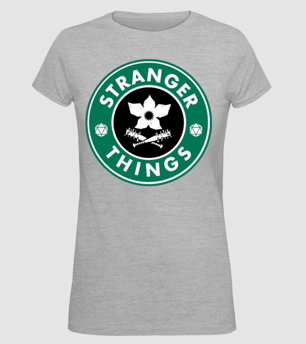 stranger things starbucks model gri pe tricou