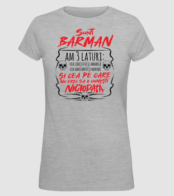 sunt barman am 3 laturi model gri pe tricou