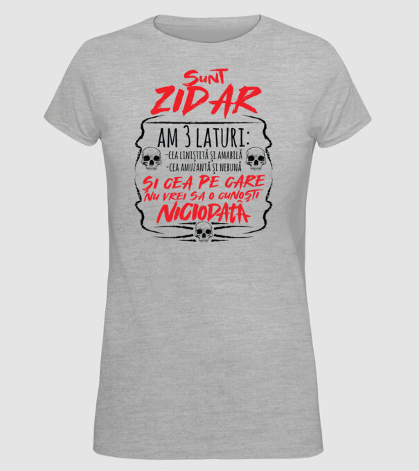sunt zidar am 3 laturi model gri pe tricou