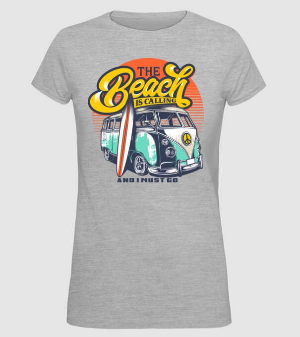 The Beach is Calling model gri pe tricou