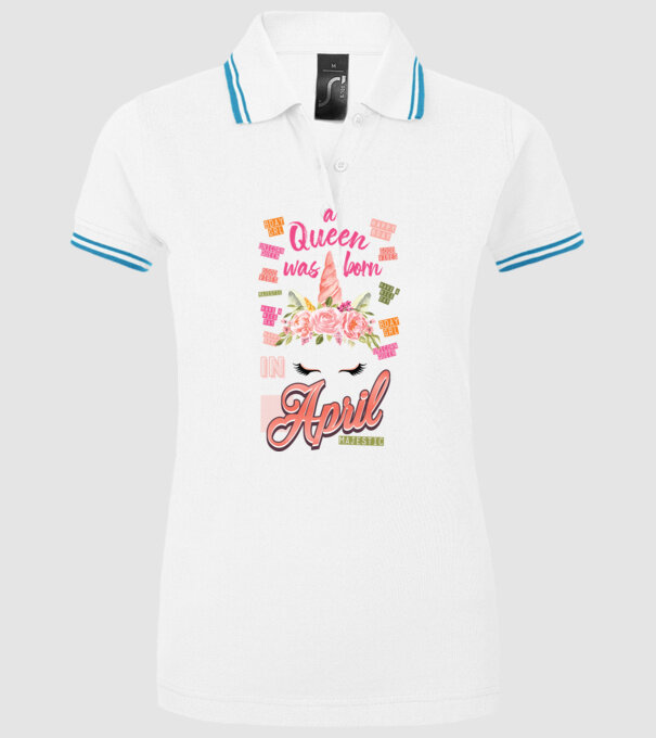 A queen was born in ÁPRILIS model alb pe tricou