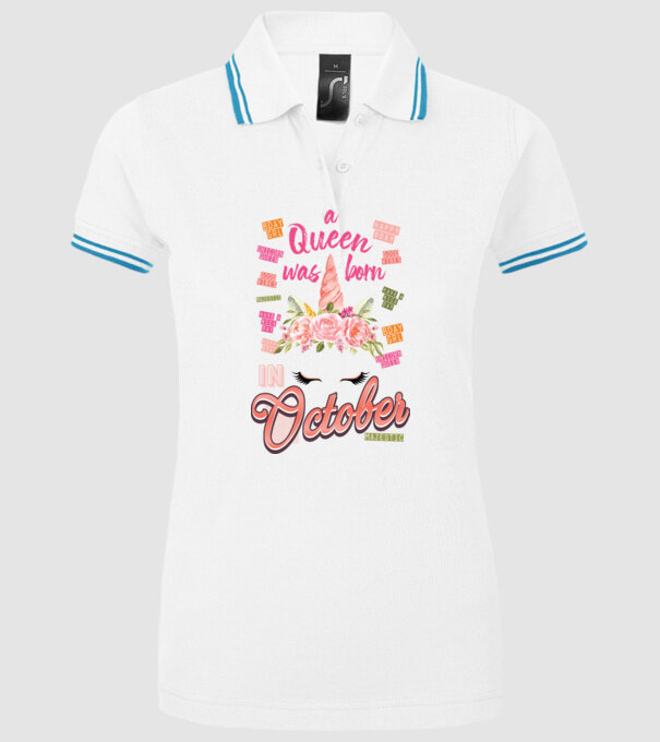 A queen was born in OKTÓBER model alb pe tricou