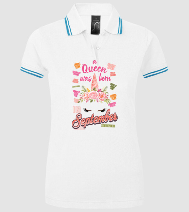A queen was born in SZEPTEMBER model alb pe tricou