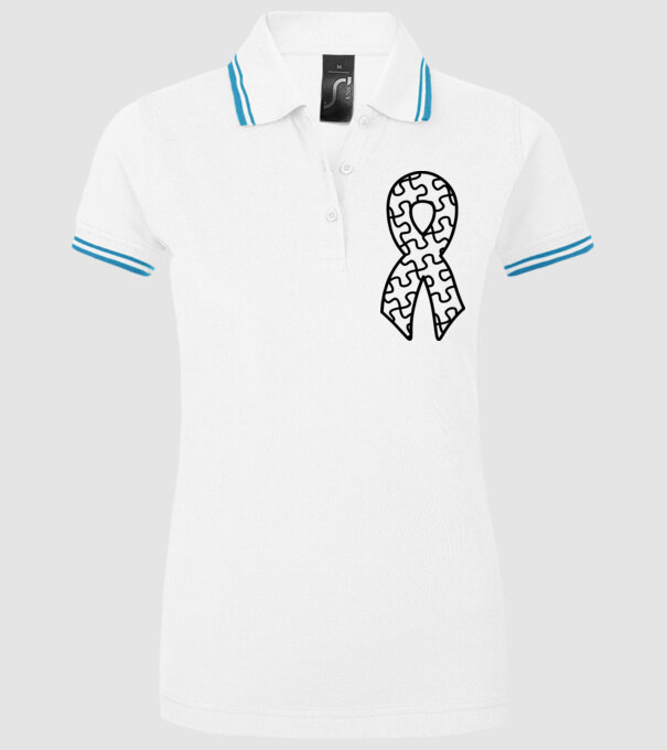Panglică Ziua Mondială a Autismului model alb pe tricou