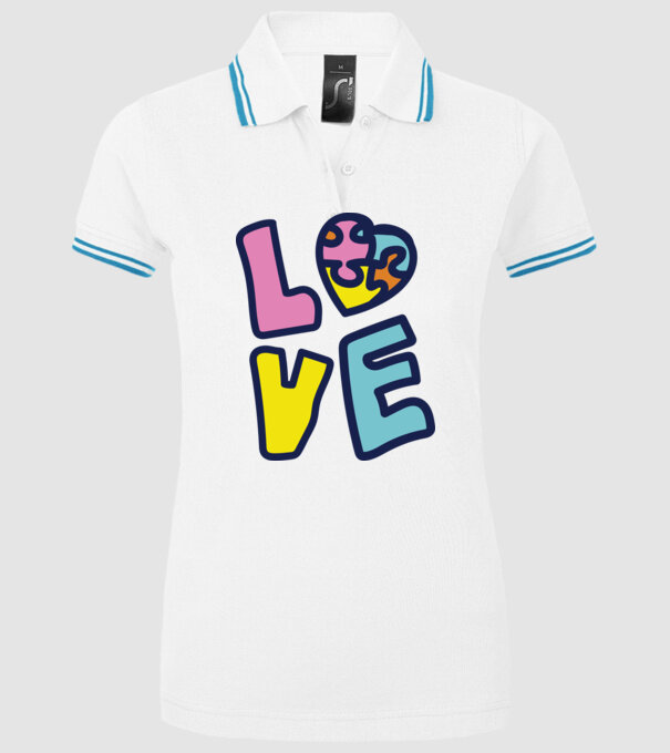 Ziua Mondială a Autismului LOVE model alb pe tricou