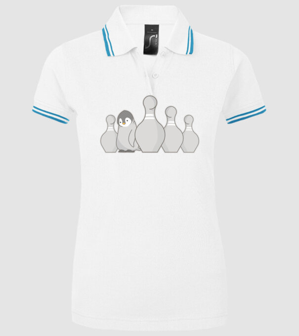 Bowling pinguin model alb pe tricou
