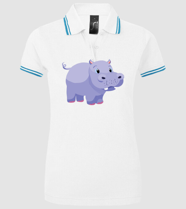Hipopotam drăguț model alb pe tricou