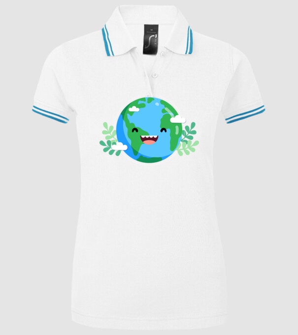Earth smiley model alb pe tricou