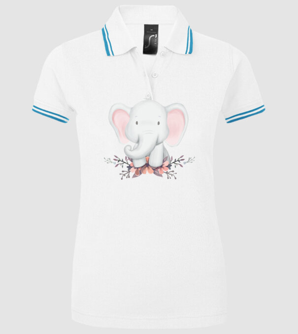 Elefant cu flori model alb pe tricou