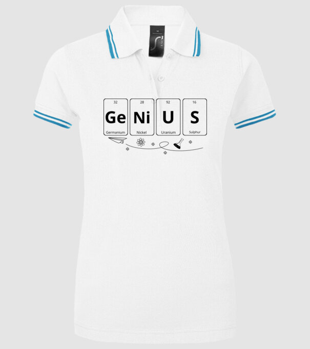 Genius periodic model alb pe tricou