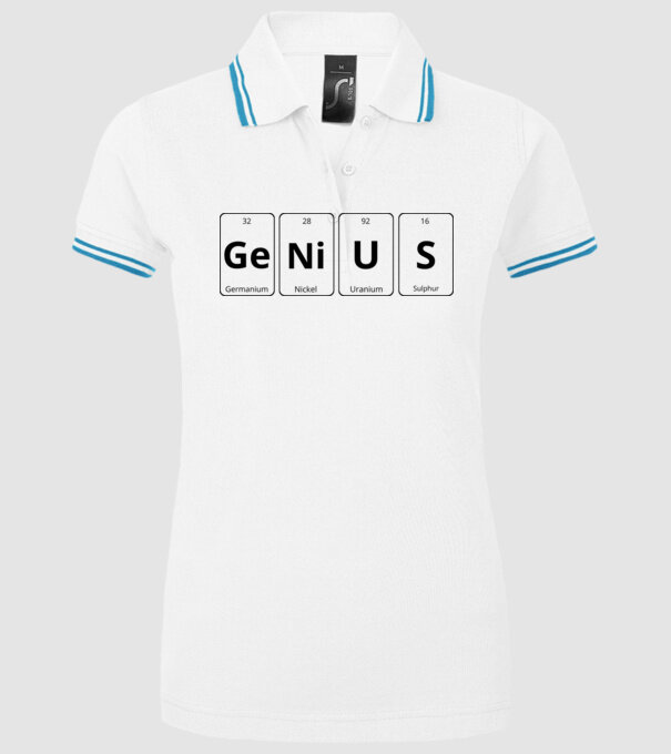 Genius periodic model alb pe tricou