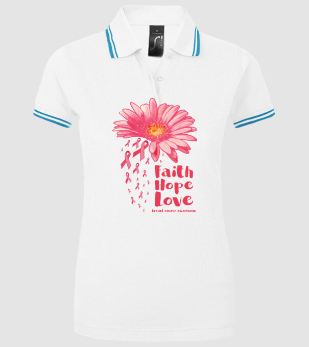 Gerbera faith hope love model alb pe tricou