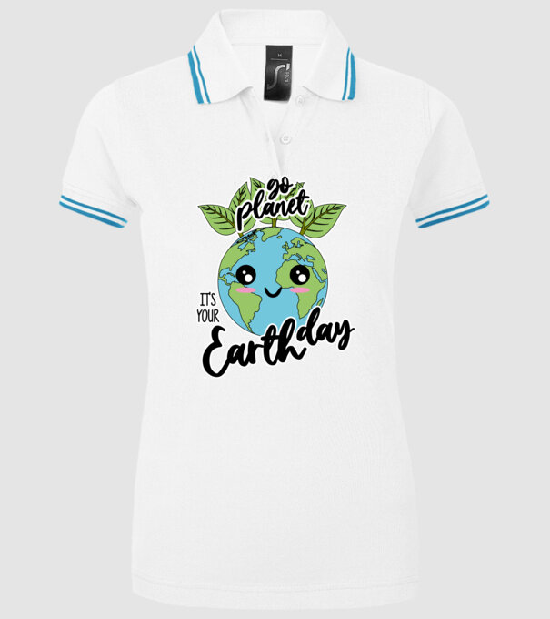 Go planet its your earth day model alb pe tricou