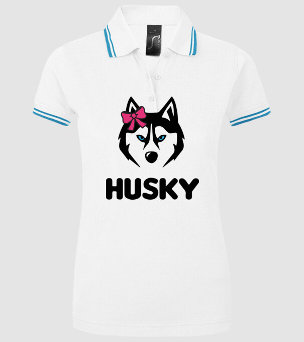 Husky fată model alb pe tricou