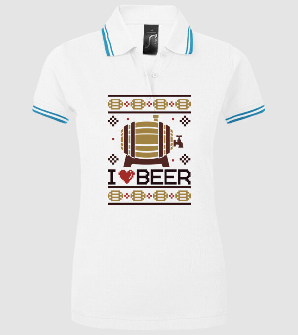 I love beer ugly sweater model alb pe tricou