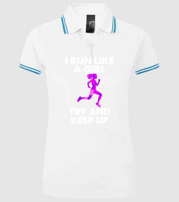 I run like a girl model alb pe tricou