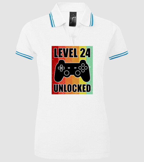 level 24 unlocked retro gamer model alb pe tricou