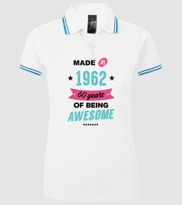 MADE in 1962 model alb pe tricou