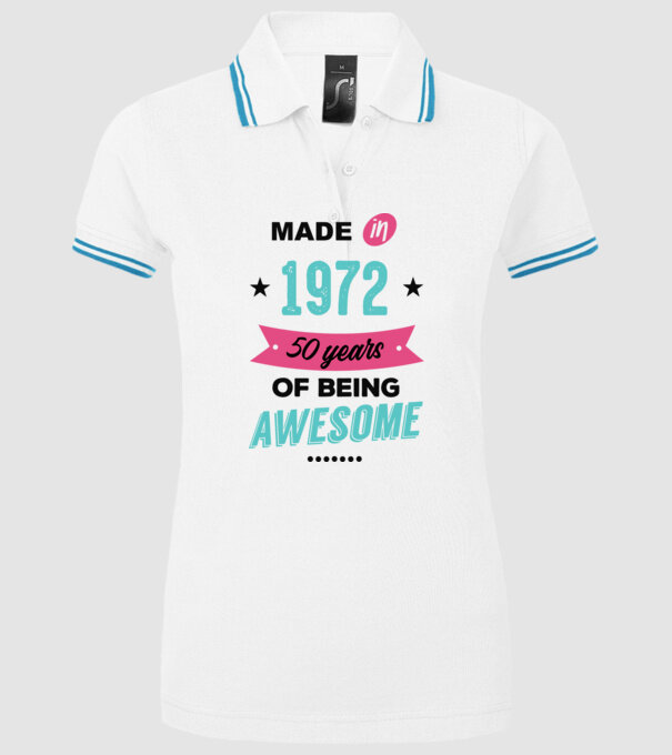 MADE in 1972 model alb pe tricou